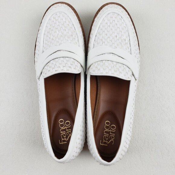 Franco Sarto Balin Lug Sole Loafer Womens 8.5 White Slip On Preppy Platform Flat - Picture 9 of 13